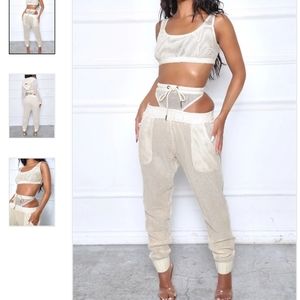 Sand Net Mesh Cheeky Sweatpants with thong detail